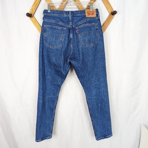 Levi's 501 Button Fly Dark Wash Destroyed High Rise Skinny Jeans - Picture 2 of 10